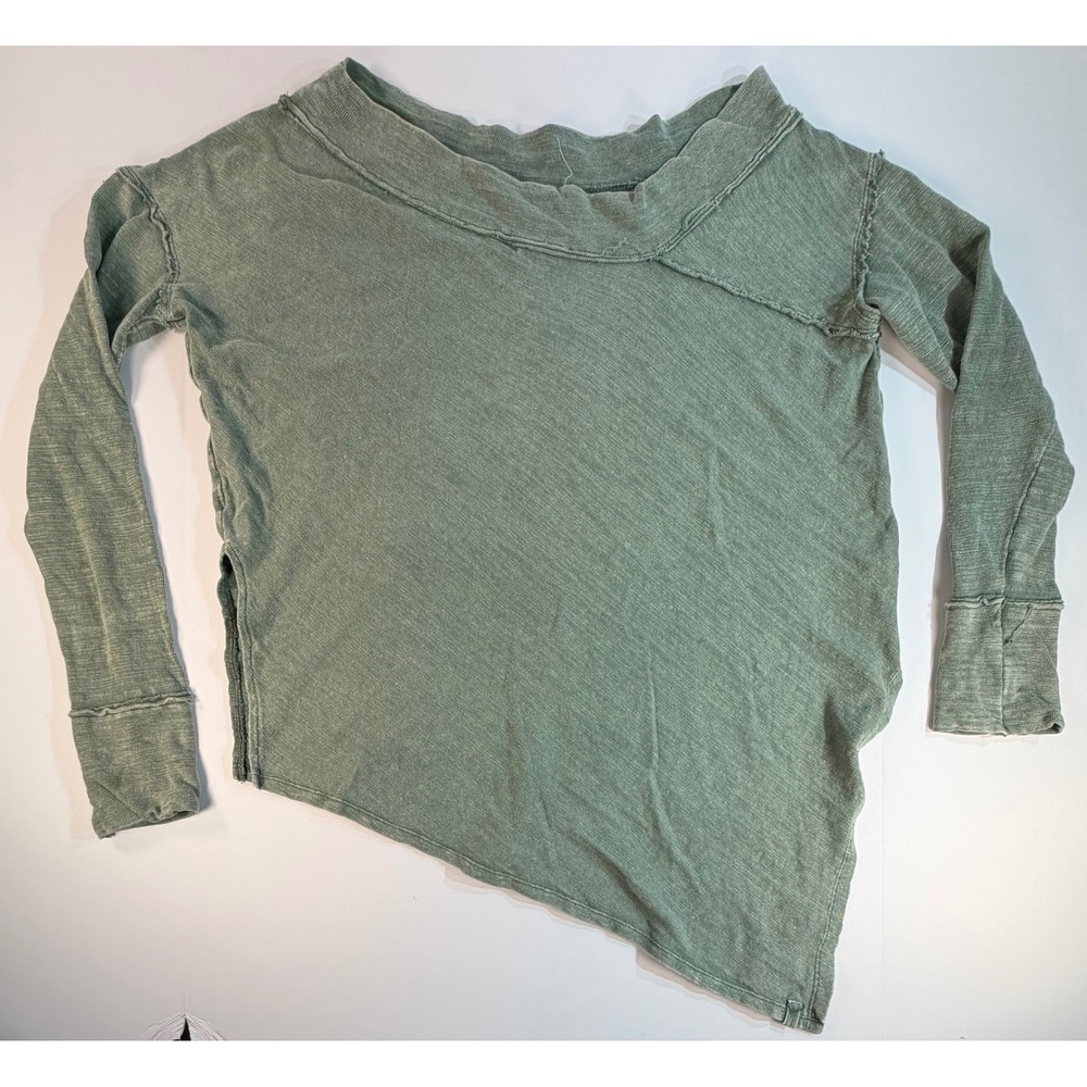 We The Free Free People Sage Green Asymmetrical Long Sleeve Top Medium